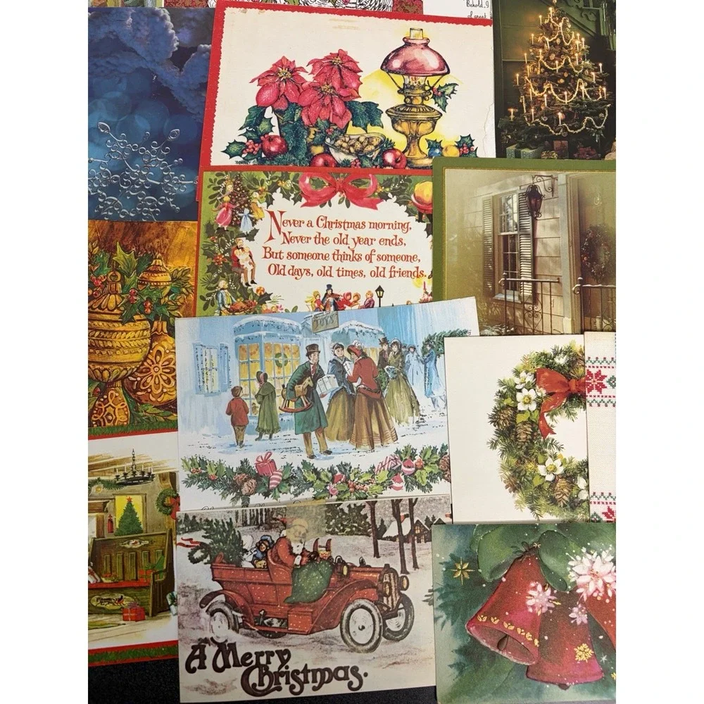 Vintage Christmas Cards Fronts ONLY Traditional Scrapbooking Decoupage Lot 50+